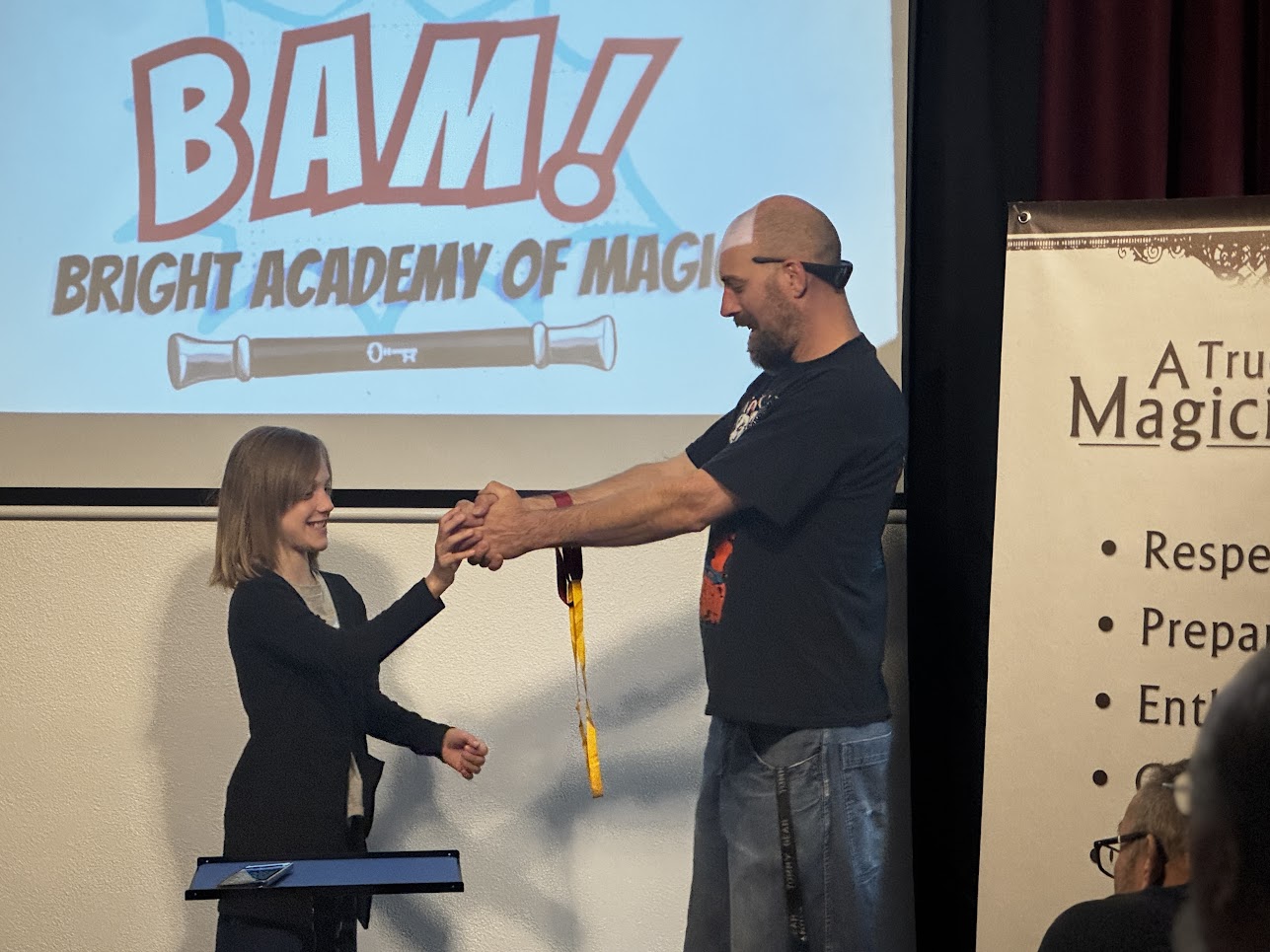 Live magic performance for parents